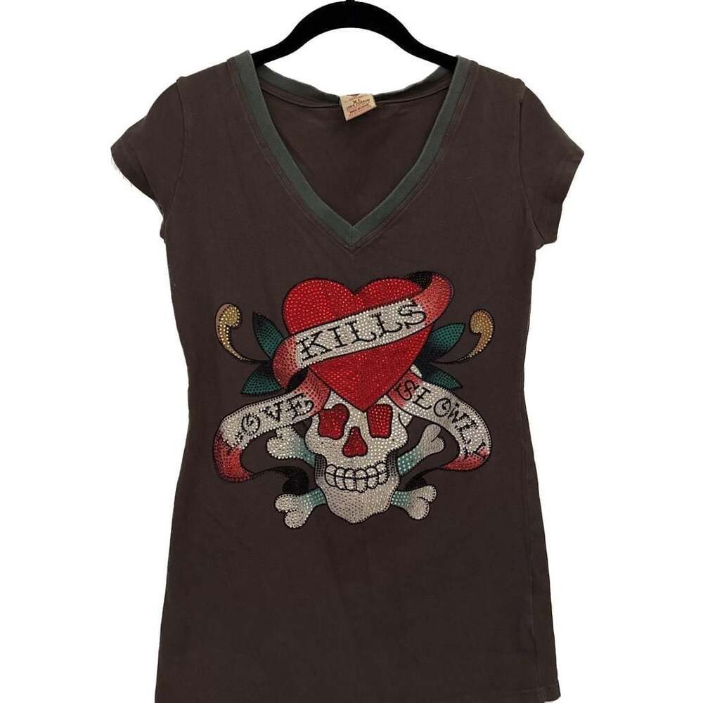 Ed Hardy Women's Brown Graphic Tee